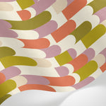 Papier peint panoramique géométrique - Arches répétitives arrondies fond crème olive et accents dorés sur mesure - Matière