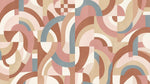 Papier peint panoramique abstrait - Formes arrondies abstraites rose poudré beige et bleu gris sur mesure - Design