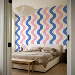 papier peint geometrique rose ondulations fluides alternees repetitives tons ros-7