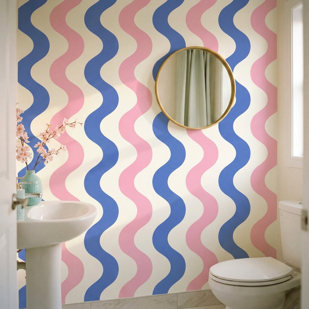 papier peint geometrique rose ondulations fluides alternees repetitives tons ros-VARIANTE-6