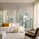 papier peint geometrique vert arches entrelacees art deco repetitives vert sauge-VARIANTE-10