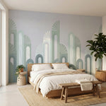 papier peint geometrique vert arches entrelacees art deco repetitives vert sauge-VARIANTE-7
