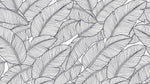 Papier peint panoramique feuillage - Feuilles tropicales stylisées traits linéaires superposées fond blanc sur mesure - Design