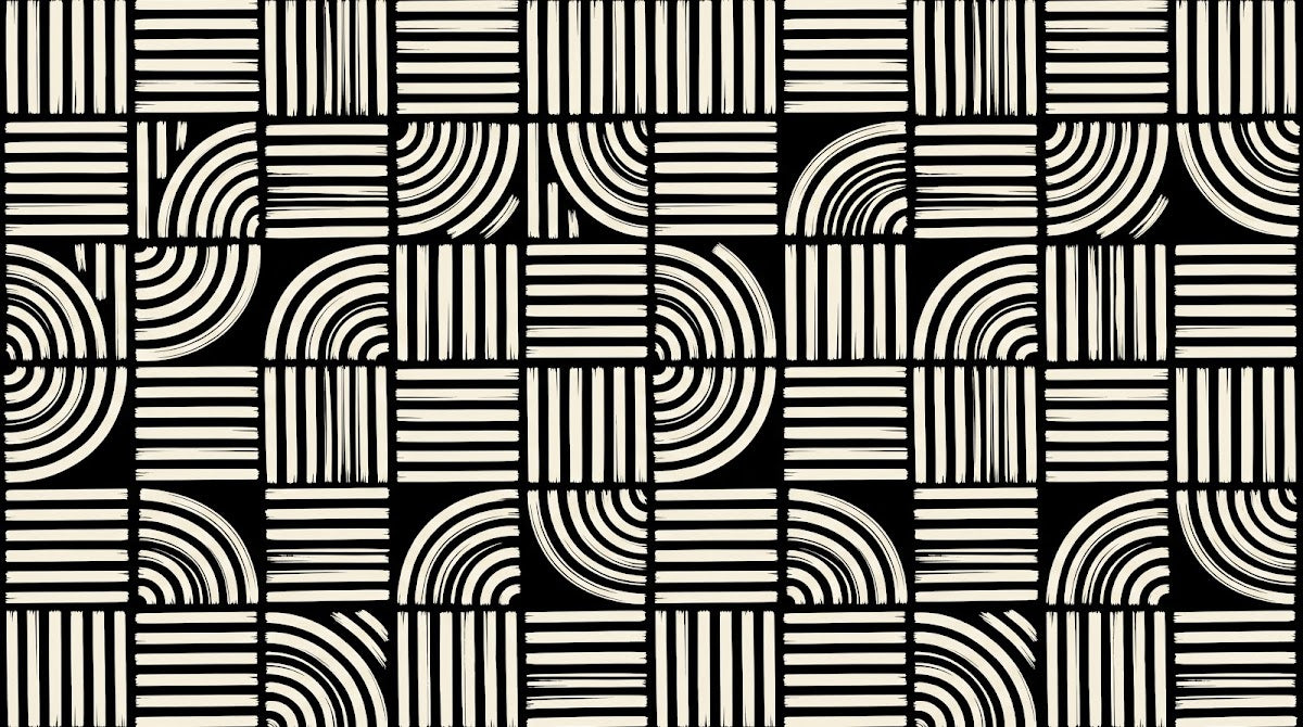 Papier peint panoramique abstrait - Rayures verticales arcs concentriques motifs géométriques répétitifs sur mesure - Design