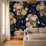 papier peint jungle noir cranes ornementaux fleurs tropicales papillons feuillag-6