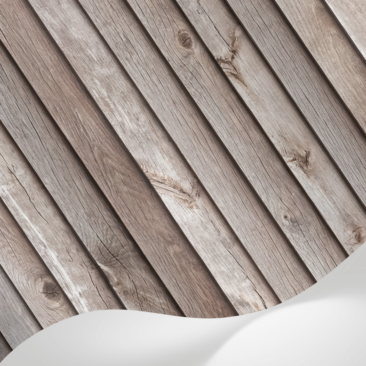 Papier peint panoramique effet bois - Planches bois vieilli horizontales grain apparent tons beige grisé sur mesure - Matière