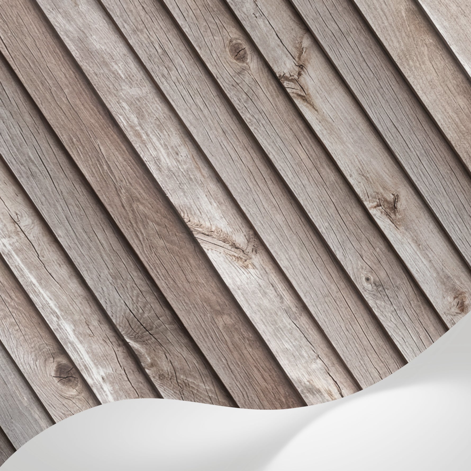 Papier peint panoramique effet bois - Planches bois vieilli horizontales grain apparent tons beige grisé sur mesure - Matière