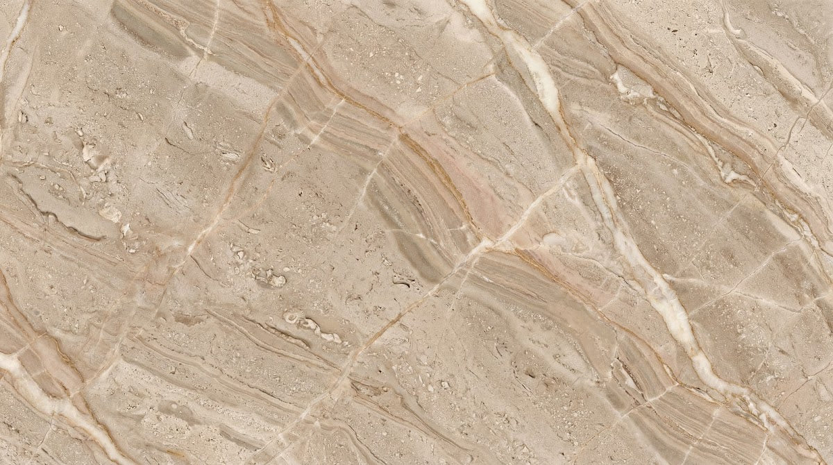 Papier peint panoramique effet marbre - Veinage fluide naturel tons beige rosé et blanc cassé effet luxueux sur mesure - Design