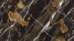 Papier peint panoramique effet marbre - Veines blanches effet fissuré cassé tons anthracite et doré sur mesure - Design