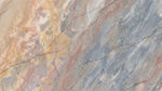 Papier peint panoramique effet marbre - Veines diagonales stratifiées tons beige crème et gris bleuté sur mesure - Design