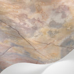 Papier peint panoramique effet marbre - Veines diagonales stratifiées tons beige crème et gris bleuté sur mesure - Matière