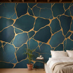 papier peint marbre veines dorees organiques ondulantes fond bleu canard profond-HERO-6