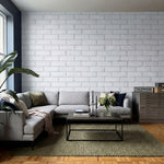 papier peint moderne briques blanches repetitives joints gris clair effet mur lo-7