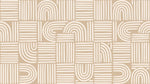 Papier peint panoramique abstrait - Arcs concentriques rayures entrecroisées motifs répétitifs fond beige et blanc sur mesure - Design