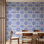 papier peint motifs geometriques chaines entrelacees abstraites bleu lavande et -1