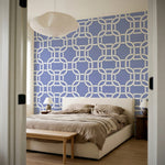 papier peint motifs geometriques chaines entrelacees abstraites bleu lavande et -9