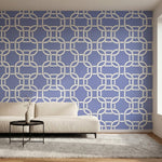 papier peint motifs geometriques chaines entrelacees abstraites bleu lavande et -HERO-9