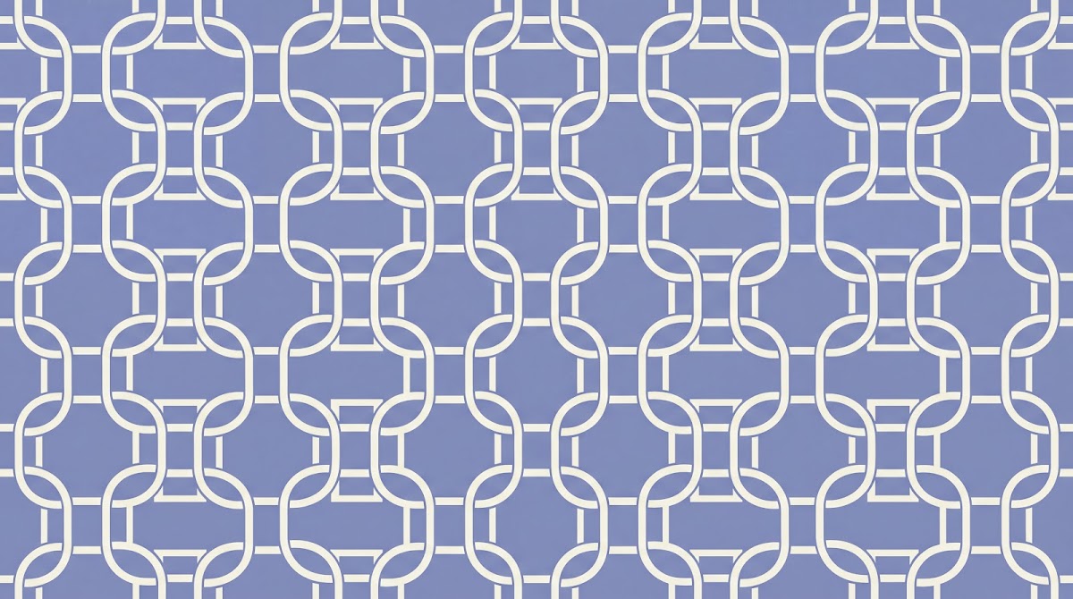 Papier peint panoramique abstrait - Chaînes entrelacées abstraites bleu lavande et blanc sur mesure - Design