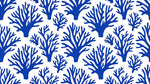 Papier peint panoramique coraux art deco - Corail branchu motifs répétitifs fond blanc et bleu marine sur mesure - Design