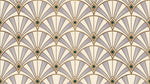 Papier peint panoramique art deco - Éventails art déco beige crème et accents verts sur mesure - Design