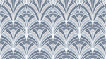Papier peint panoramique art deco - Éventails art déco répétitifs gris bleu et blanc cassé sur mesure - Design