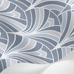 Papier peint panoramique art deco - Éventails art déco répétitifs gris bleu et blanc cassé sur mesure - Matière