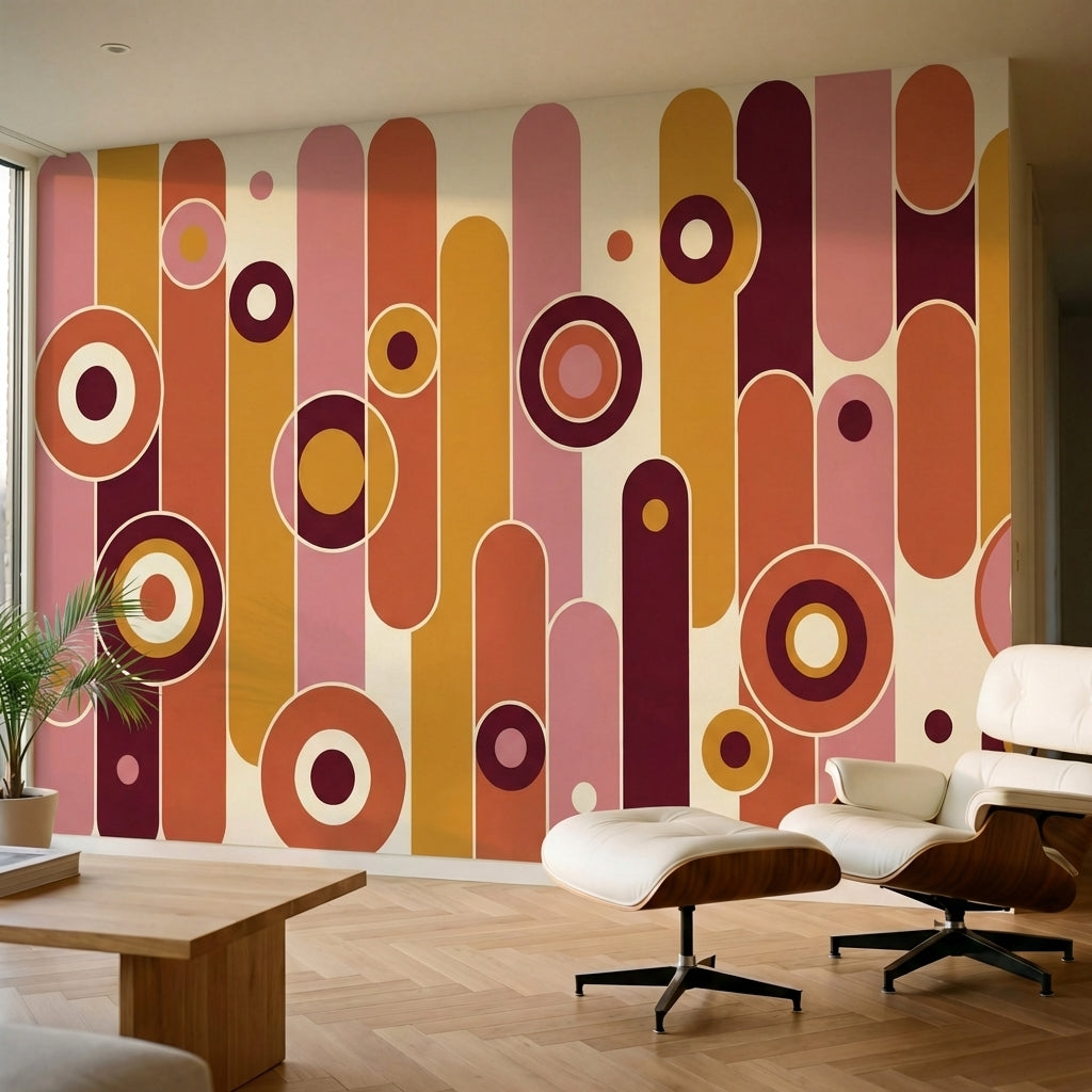 papier peint motifs geometriques formes abstraites capsules cercles concentrique-1