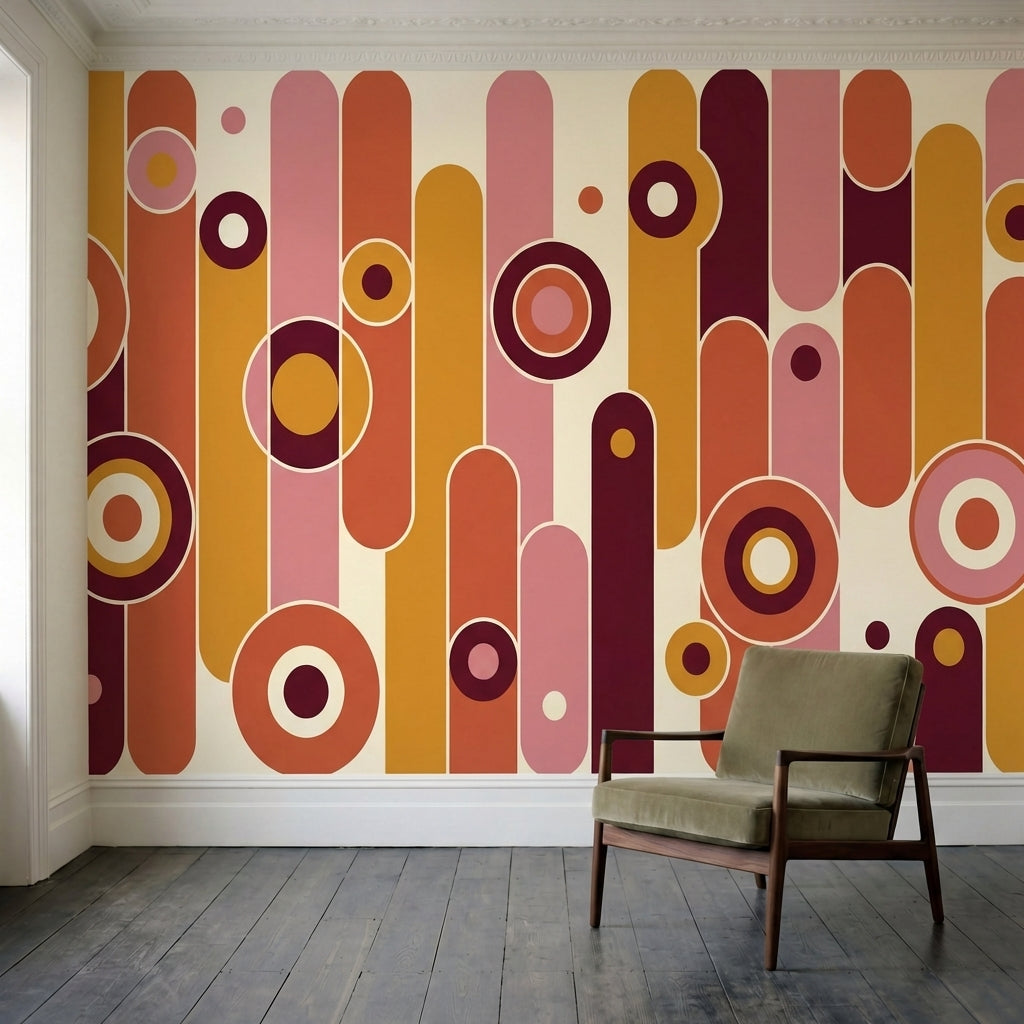 papier peint motifs geometriques formes abstraites capsules cercles concentrique-2