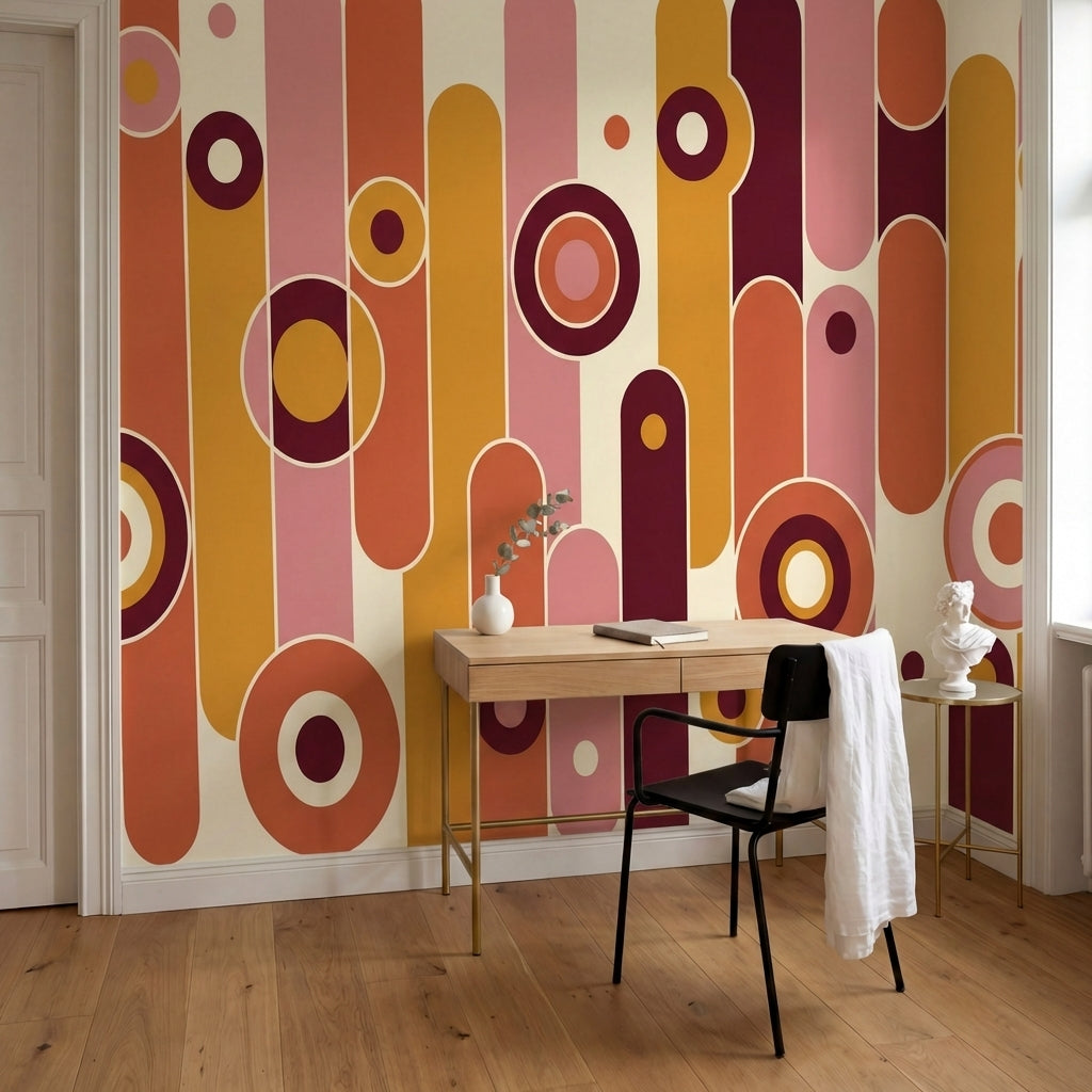 papier peint motifs geometriques formes abstraites capsules cercles concentrique-6