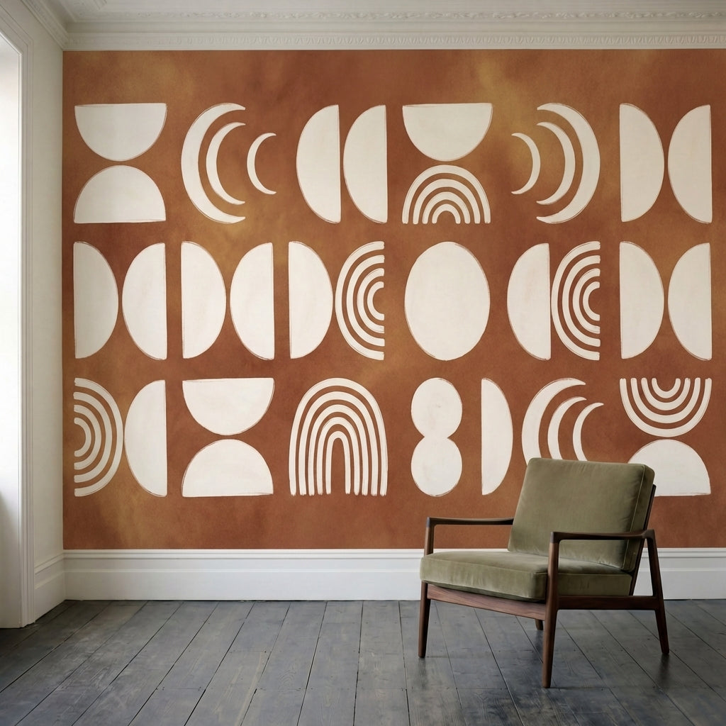 papier peint motifs geometriques formes abstraites lunes croissants demicercles -3