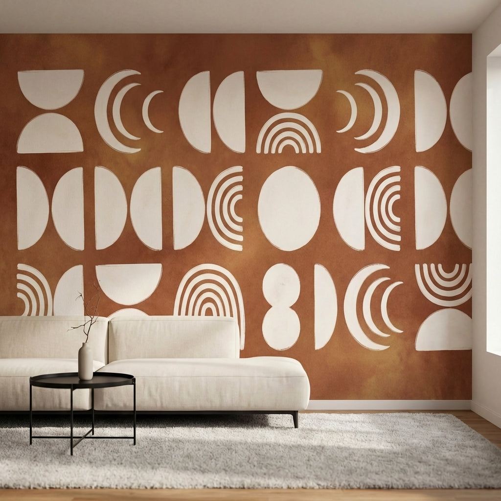 papier peint motifs geometriques formes abstraites lunes croissants demicercles -4
