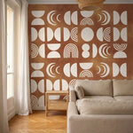 papier peint motifs geometriques formes abstraites lunes croissants demicercles -7