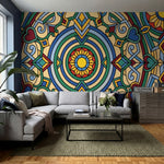 papier peint motifs geometriques mandala concentrique ornements arabesques fond -10