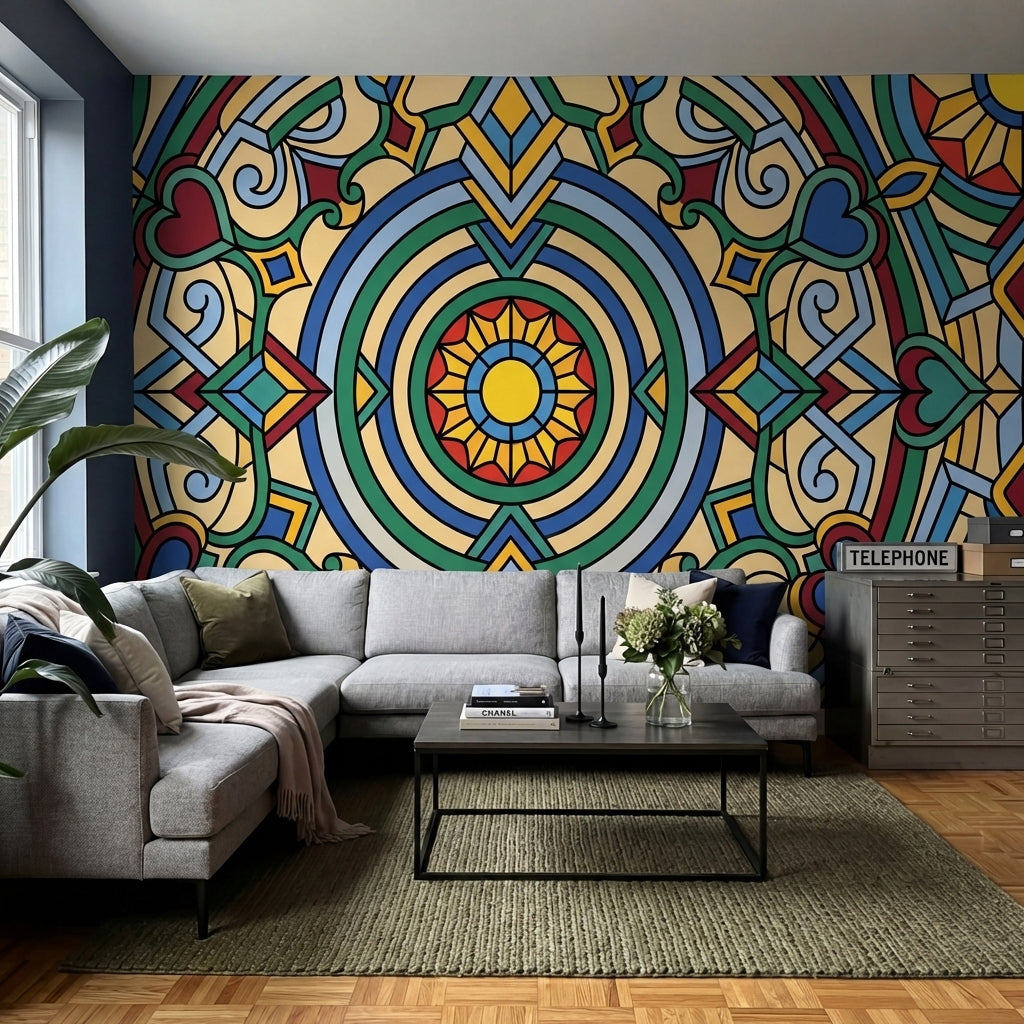 papier peint motifs geometriques mandala concentrique ornements arabesques fond -10