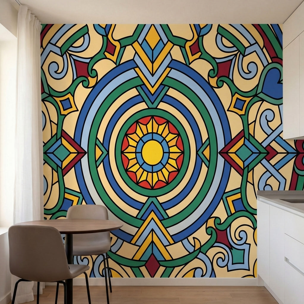 papier peint motifs geometriques mandala concentrique ornements arabesques fond -4