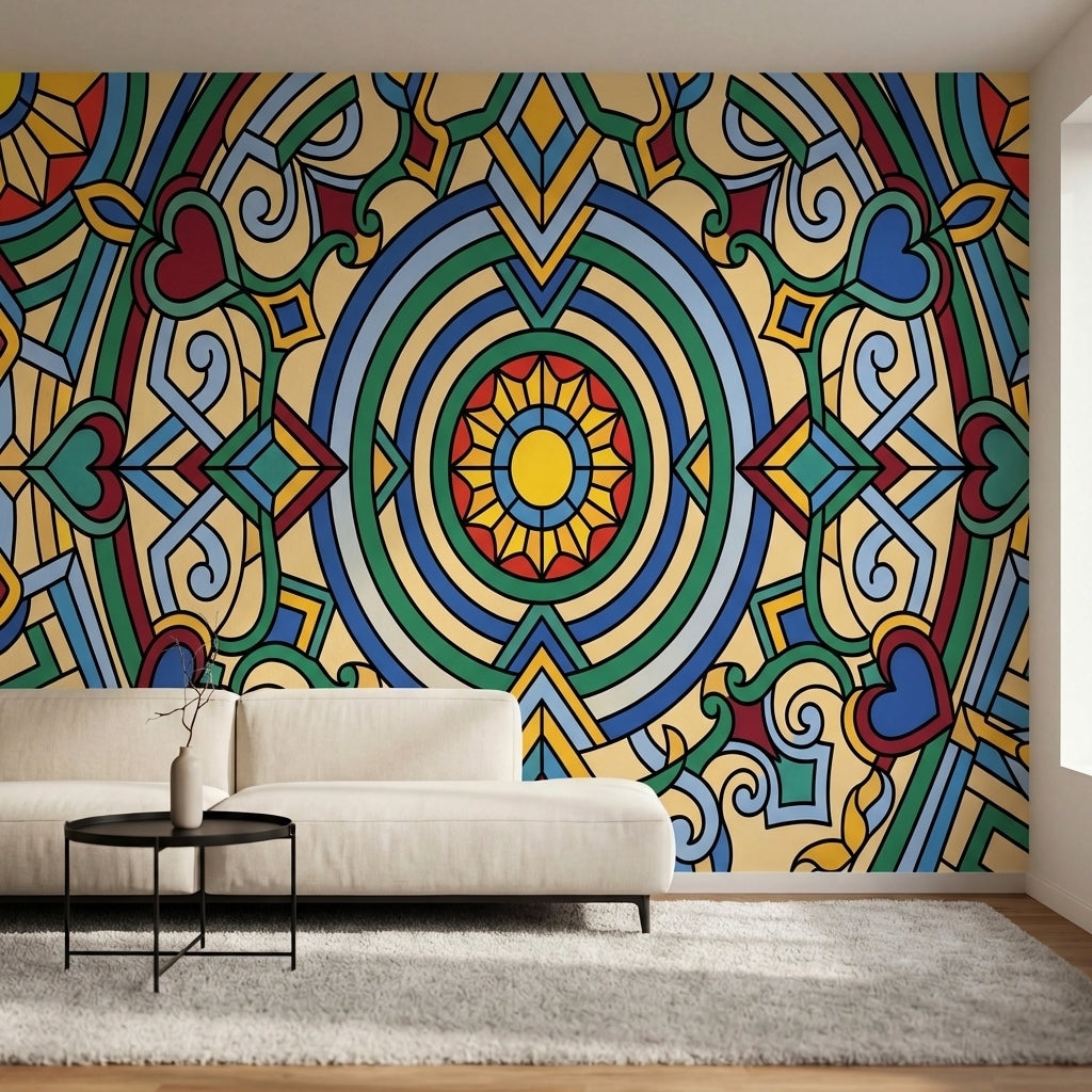 papier peint motifs geometriques mandala concentrique ornements arabesques fond -5