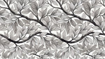 Papier peint panoramique nature - Feuillage branches végétal graphique tons noir et gris sur mesure - Design