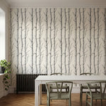 papier peint nature troncs de bouleaux et branchages blanc ecru et noir panorami-HERO-2