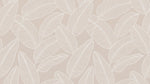 Papier peint panoramique feuillage - Feuilles dessinées traits fins superposées fond beige taupe et blanc crème sur mesure - Design