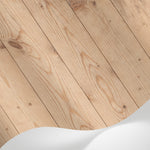 Papier peint panoramique effet bois - Planches bois vieilli nœuds apparents tons beige miel et brun clair sur mesure - Matière
