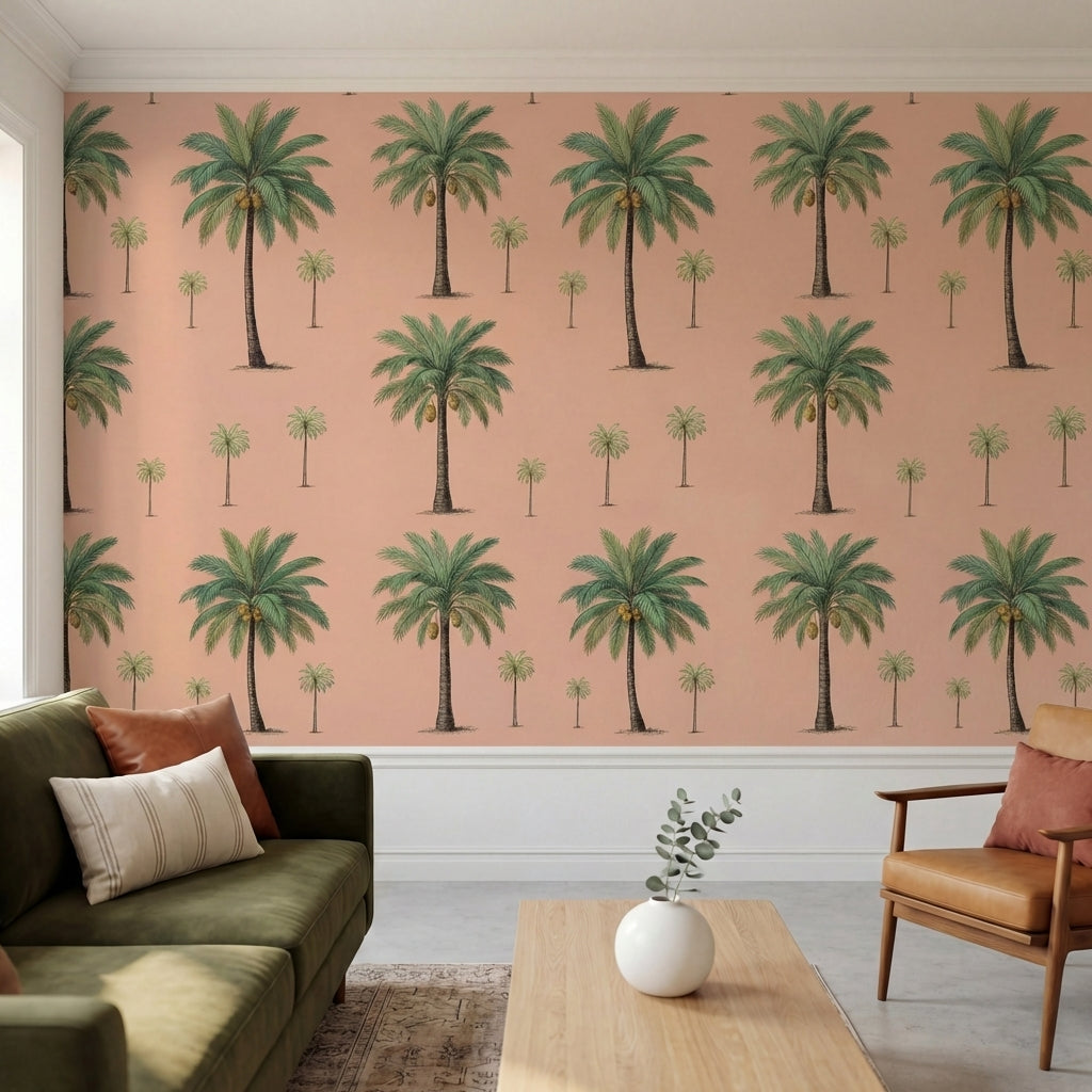 papier peint palmier beige palmiers tropicaux repetitifs fronds detaillees fond -4