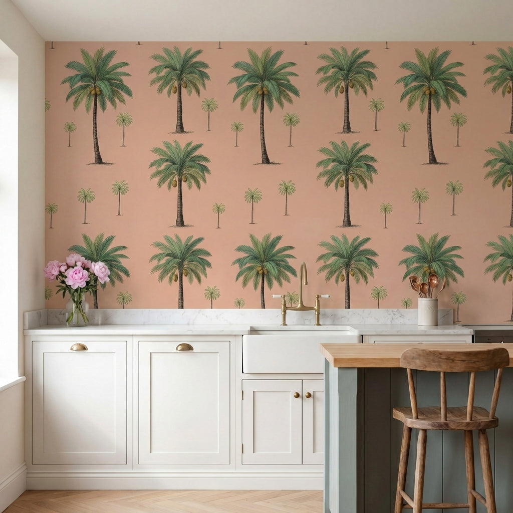 papier peint palmier beige palmiers tropicaux repetitifs fronds detaillees fond -5