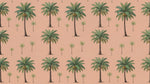 Papier peint panoramique palmier beige - Palmiers tropicaux répétitifs fronds détaillées fond rose saumon sur mesure - Design