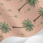Papier peint panoramique palmier beige - Palmiers tropicaux répétitifs fronds détaillées fond rose saumon sur mesure - Matière
