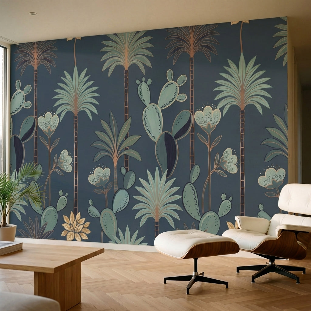 papier peint palmier bleu palmiers cactus feuilles tropicales motifs repetitifs -2