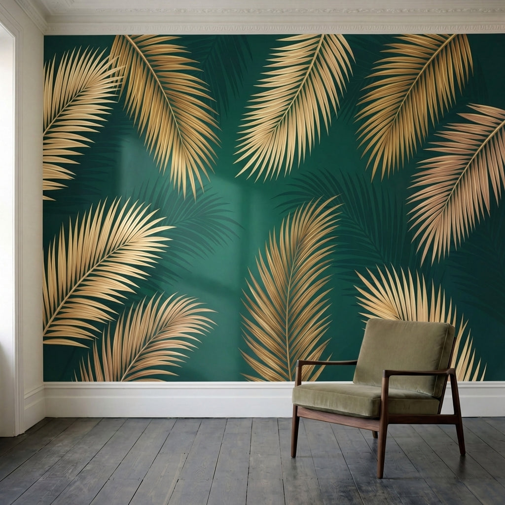 papier peint palmier dore feuilles tropicales luxuriantes palmiers dores fond ve-4
