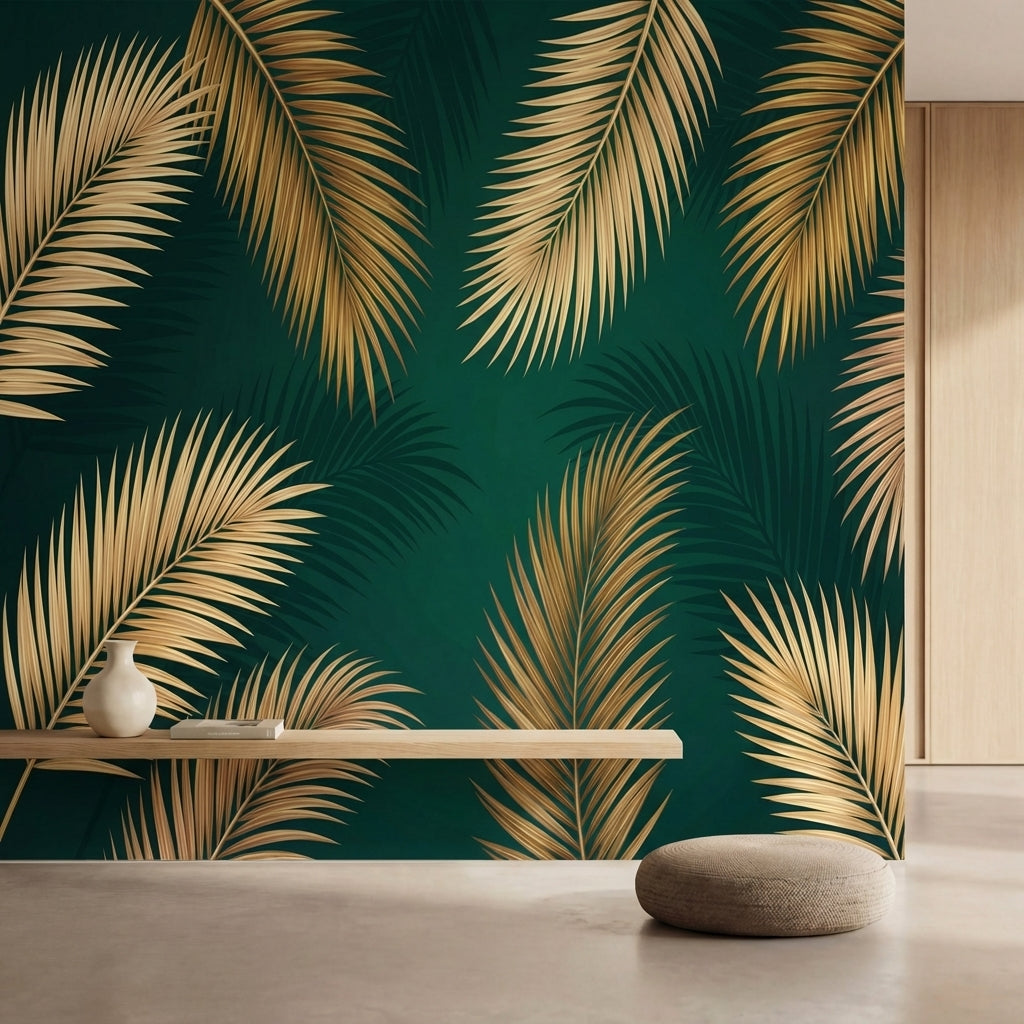 papier peint palmier dore feuilles tropicales luxuriantes palmiers dores fond ve-5