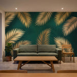 papier peint palmier dore feuilles tropicales luxuriantes palmiers dores fond ve-9