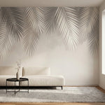 papier peint palmier dore feuilles tropicales silhouettes superposees tons beige-1