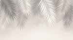 Papier peint panoramique palmier doré - Feuilles tropicales silhouettes superposées tons beige crème et or métallisé sur mesure - Design